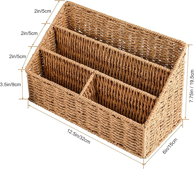 DINGTAI Woven Mail Organizer Countertop, 12 Inch Mail Organizer Basket - Image 5
