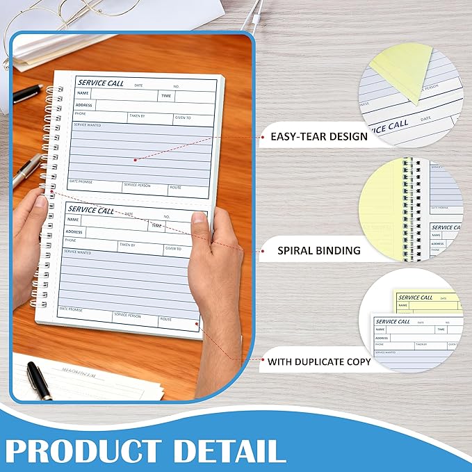 300 Sets Service Call Log Book 5 5/8 x 8 1/2" 2 Part Carbonless 2 Message Sets - Image 3