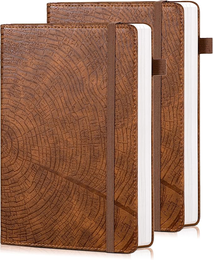 CAGIE Lined Journal for Men Women, Tree Growth Ring Leather Bound Journal by CAGIE
