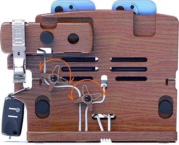 MED Wood Phone Docking Station – Nightstand Desk Organizer - Image 9