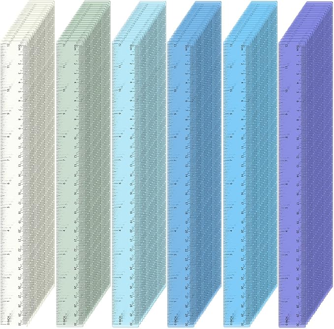 ForraFun 120 Pcs 12 Inch Plastic Ruler Bulk Colorful Transparent Ruler by Unknown