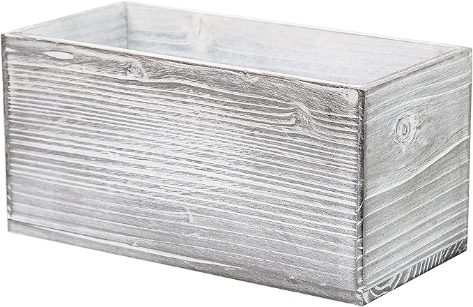 ExoLiry Rustic Gray Wood Mail Box Storage Holder File Organizer Tabletop Wooden - Image 2