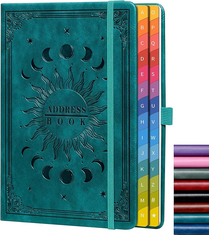 Address Book with Colorful Alphabetical Tabs – Hardcover Contact Organizer by HwxBen