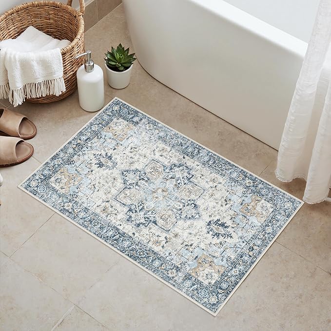 GENIMO Area Rug 2x3 Doormat, Machine Washable Low Pile Vintage Rugs, Small - Image 10