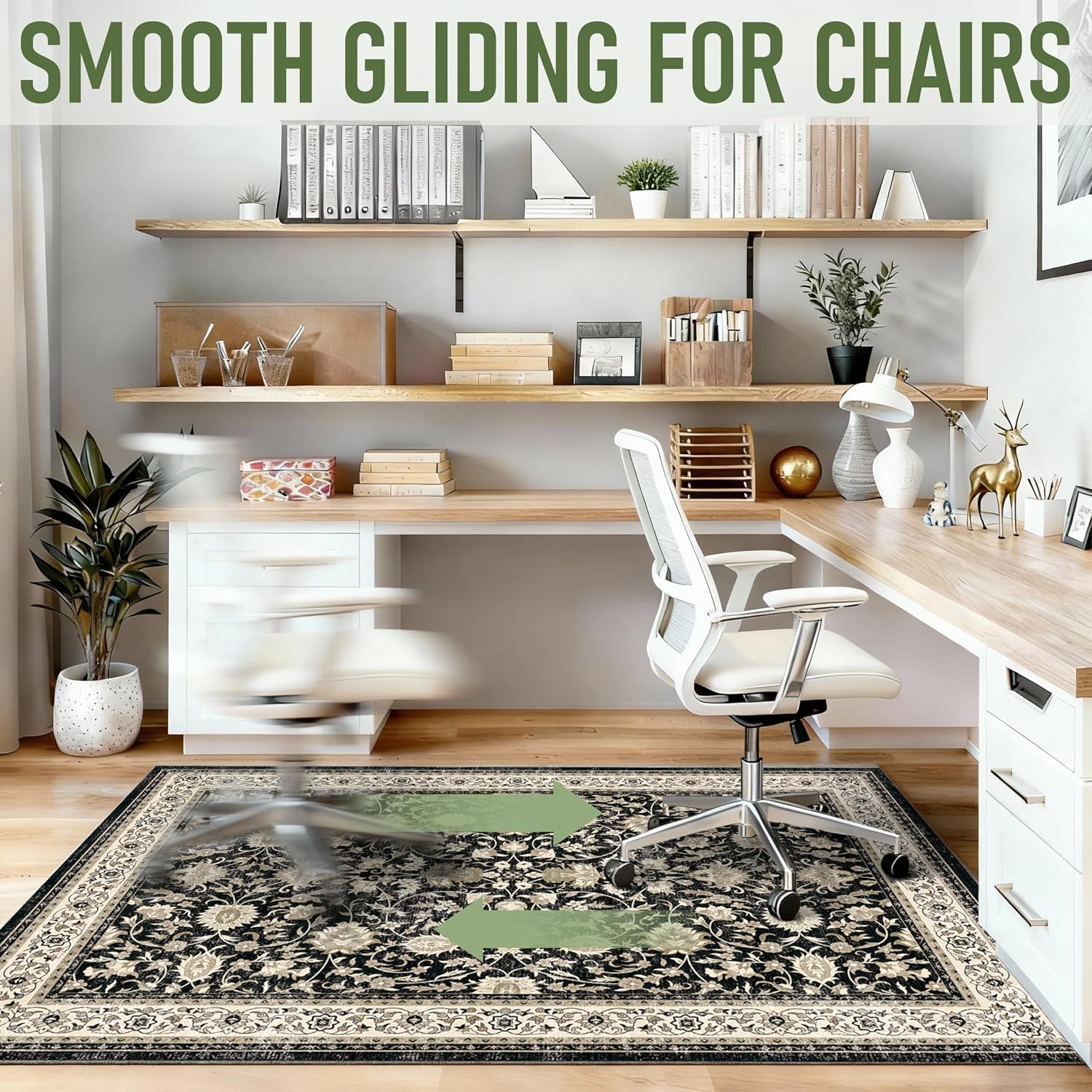 36"x48" Office Chair Mat for Hardwood, Under Desk Chair Mat for Home Office, Anti-Slip Office Rugs for Rolling Chairs, Floor Protector Washable Rugs Charcoal