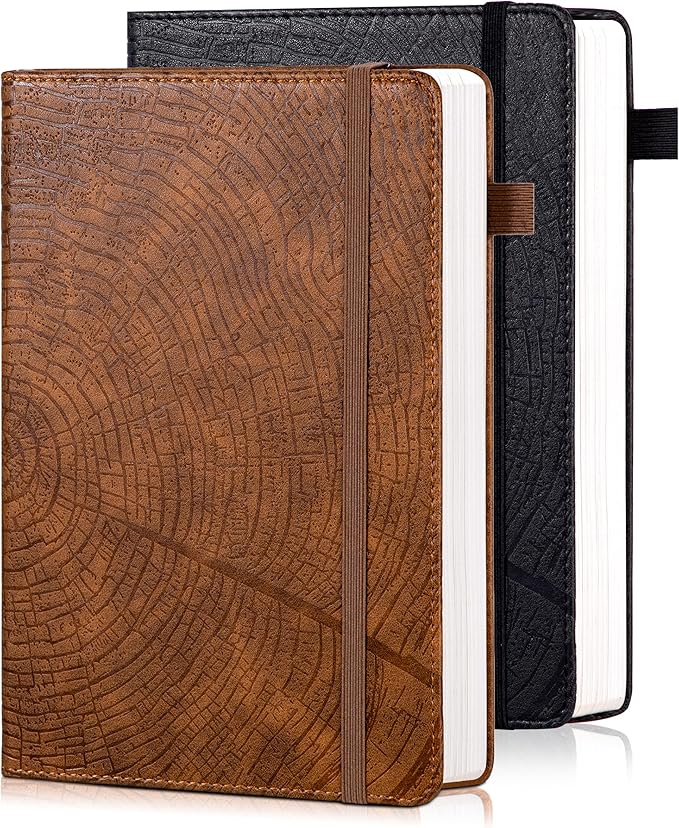 CAGIE Lined Journal for Men Women, Tree Growth Ring Leather Bound Journal by CAGIE