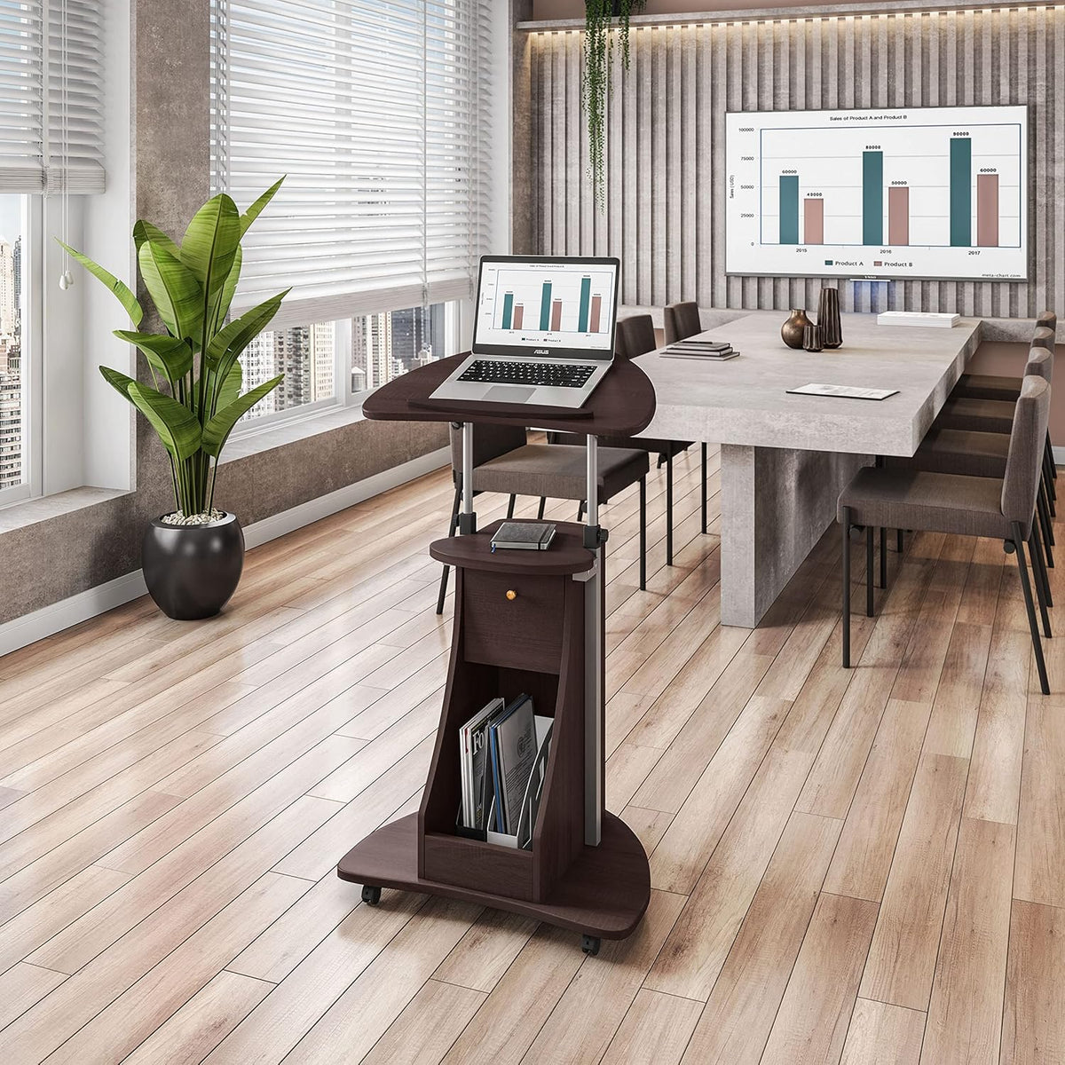 Techni Mobili Sit-to-Stand Rolling Adjustable Storage Medical Laptop Computer...