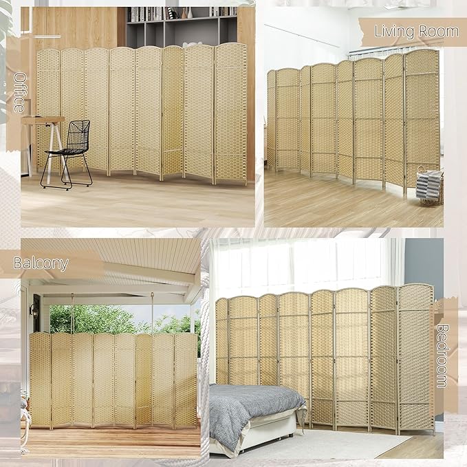 HOMCOM Room Divider, 8 Panel Folding Privacy Screen, 5.6' Tall Freestanding - Image 6