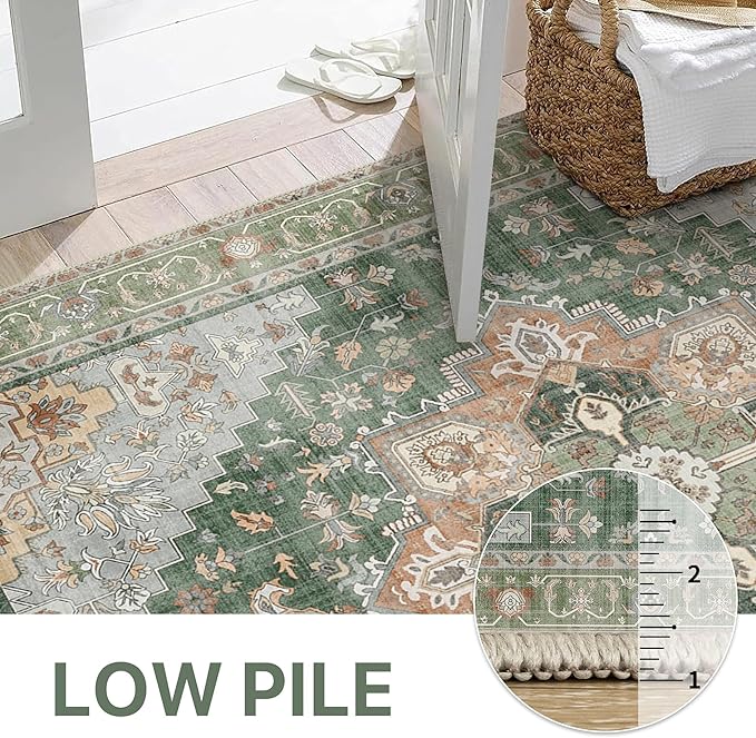 GENIMO 8x10 Area Rugs for Living Room, Machine Washable Non Slip Vintage Rugs - Image 5