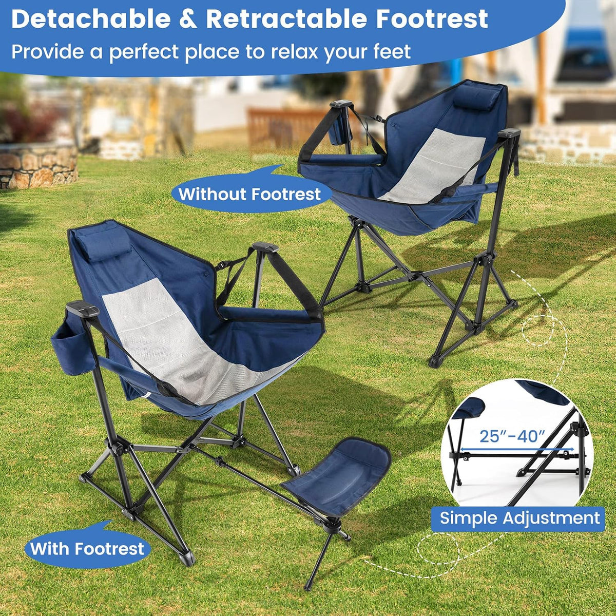 KOTEK Hammock Chair, Portable Camping Chair with Retractable Footrest, Adjust...