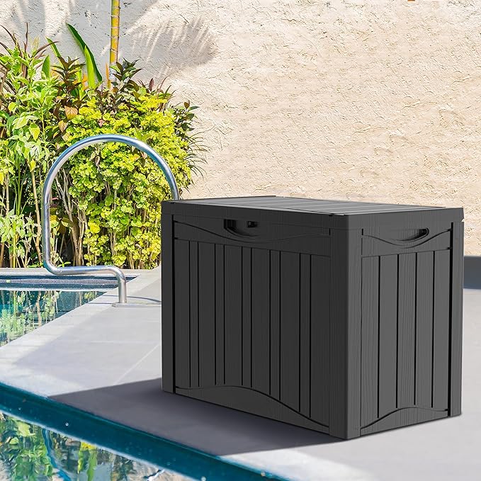 Decksplore 50 Gallon Outdoor Storage Box Waterproof Lockable Resin Deck Box - Image 6