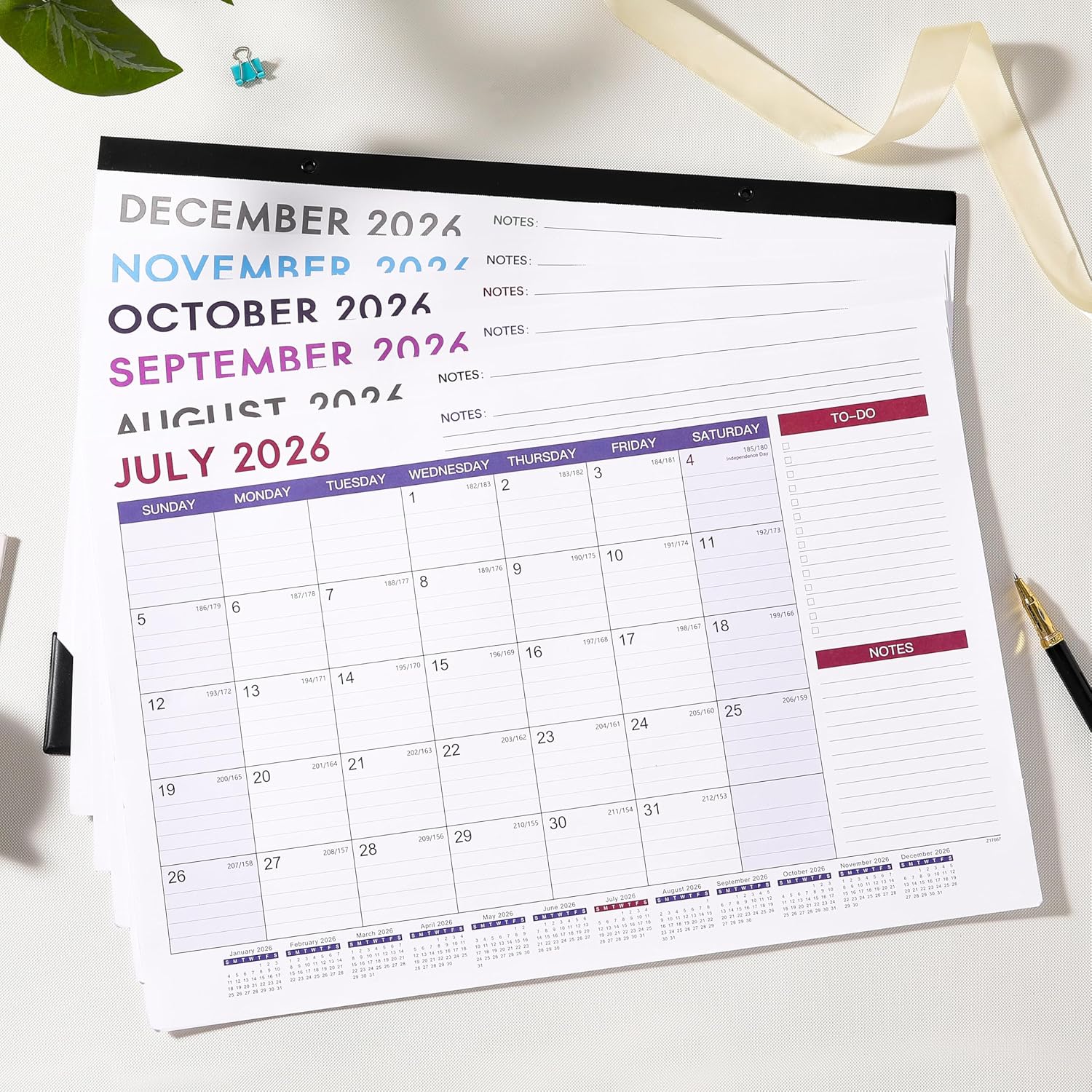 2027 Desk Calendar - July 2026 - December 2027, 17" x 12" Large Desk Calendar 2026-2027, 18 Months Desk Calendar, Desk Pad, Elegant Design