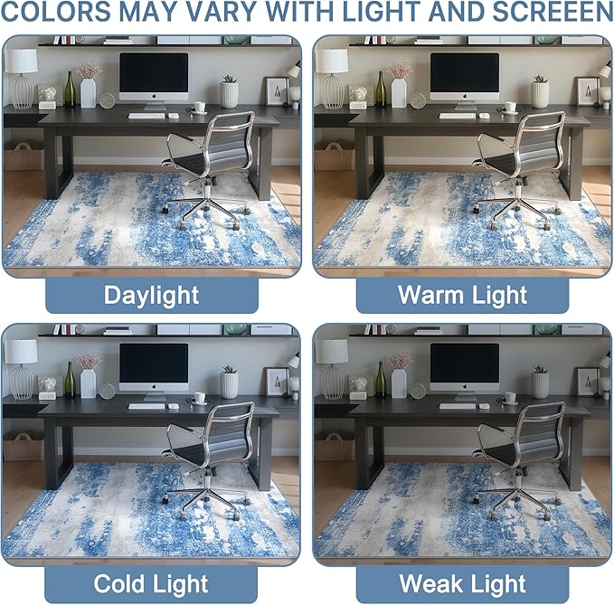 Office Chair Mat for Hardwood Tile Floor, Abstract 48"X 60" Desk Mats for - Image 6