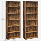 VASAGLE Set of 2 Bookshelves, 23.6 Inches Wide, 6-Tier Open Bookcases - Image 3
