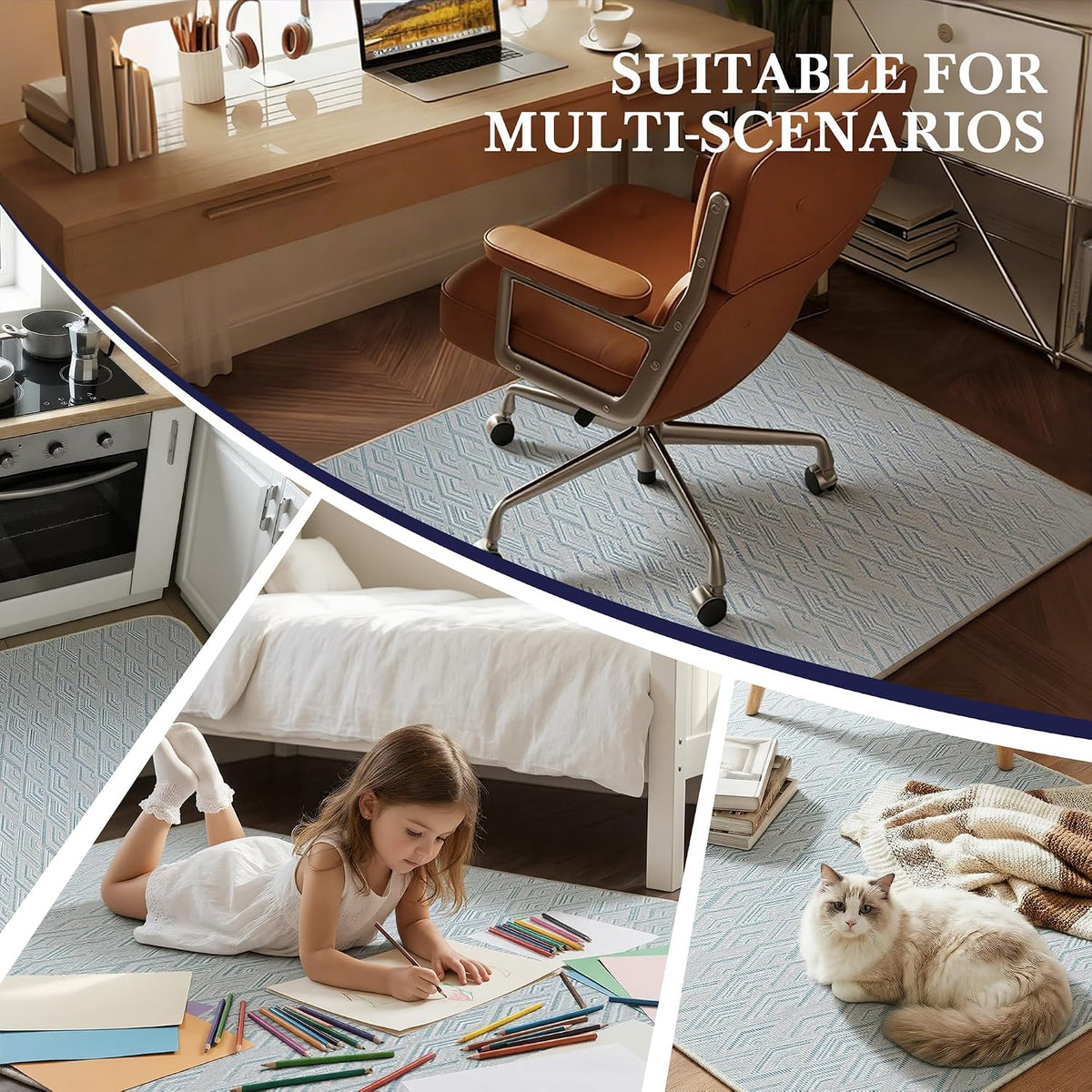 Aothia Textilene Chair Mat for Hardwood Floors - Heavy Duty Non-Slip Desk Flo...