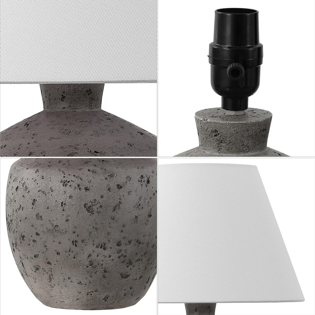 JONATHAN Y Myron 18" Concrete Effect Table Lamp, Antique Gray, Set of 2