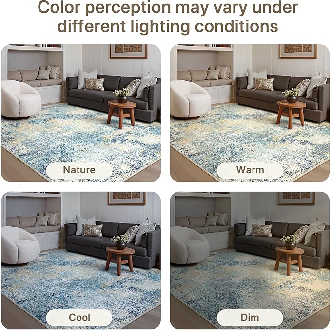 GENIMO Washable Area Rugs for Living Room, 8x10 Modern Non Slip Rugs, Low Pile - Image 8