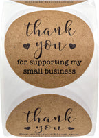 2" Round Kraft Thank You for Supporting My Small Business Stickers / 500 Brown Kraft Customer Appreciation Labels/Natural Kraft Small Business Envelope Seals/Made in The USA