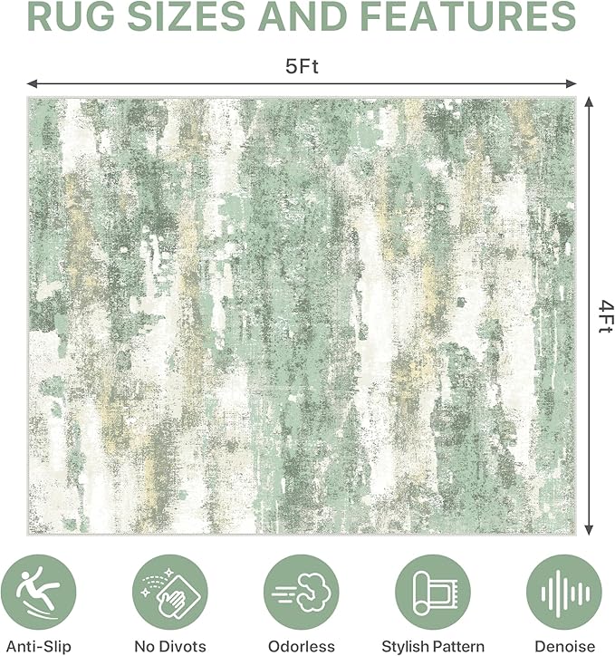 Office Chair Mat for Hardwood Tile Floor, Abstract 48"X 60" Desk Mats for - Image 9