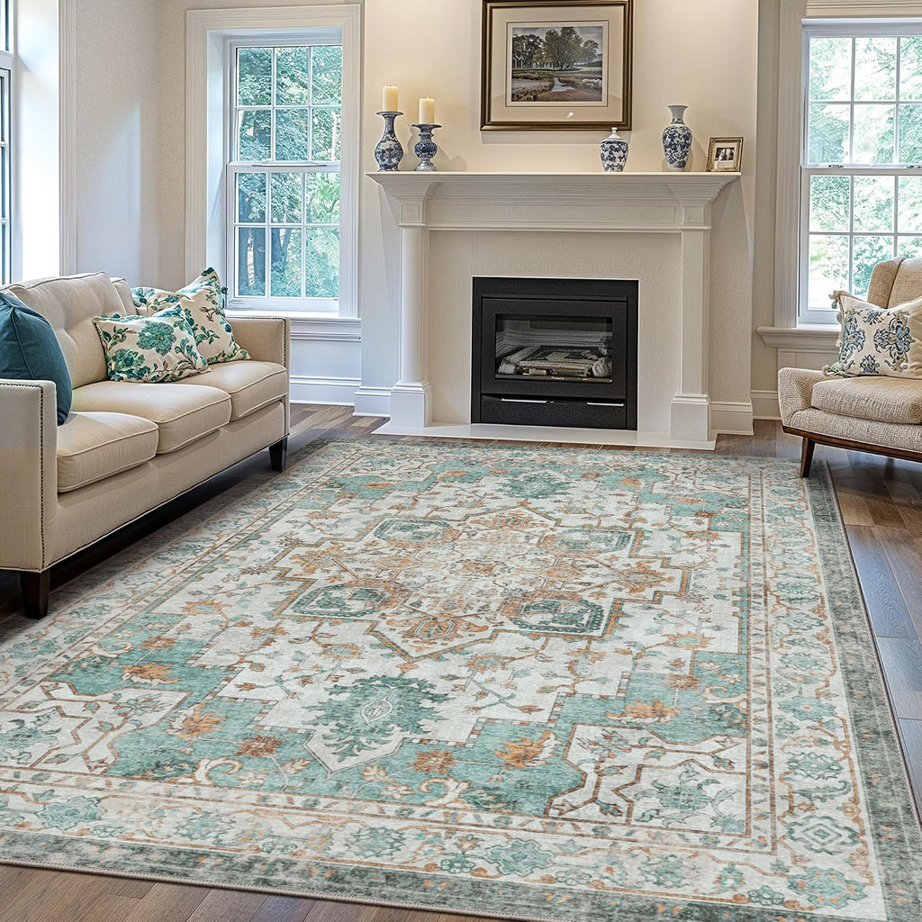 GENIMO 9x12 Area Rugs for Living Room, Machine Washable Non Slip Vintage Rugs