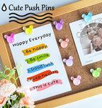 24 Pcs Thumb Tacks, Cute Push Pins, Colorful Decorative Pins, Mouse Tacks - Image 4