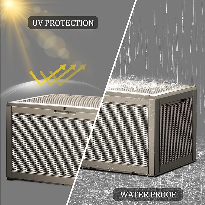 TARKARI 100 Gallon Lockable Resin Deck Box, Waterproof & UV-Resistant Outdoor - Image 3