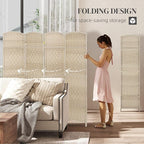 HOMCOM 4 Panel Room Divider, Hand-Woven Freestanding Wall Partition - Image 3