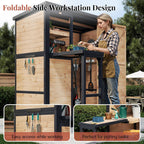 jocisland solid wood outdoor stotage cabinet shed, 5.15x2.75, side view