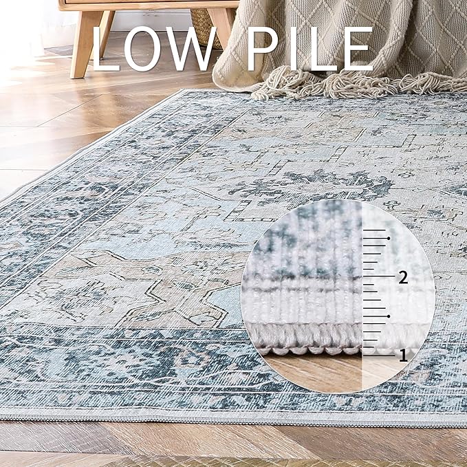 GENIMO 5x8 Area Rugs for Living Room, Machine Washable Low Pile Rugs, Chenille - Image 5