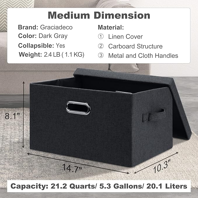 Graciadeco Medium 15" 21 Quart Collapsible Stackable Storage Bins - Image 2