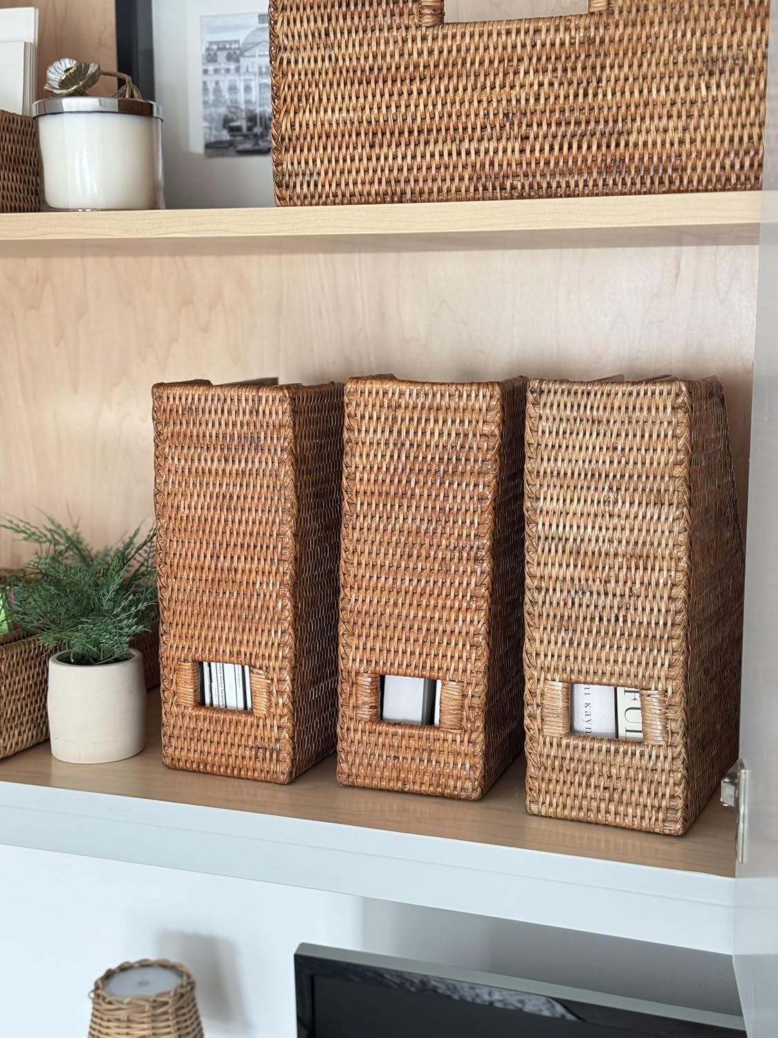 Kouboo 1060081 La Jolla Rattan Magazine File, Honey-Brown