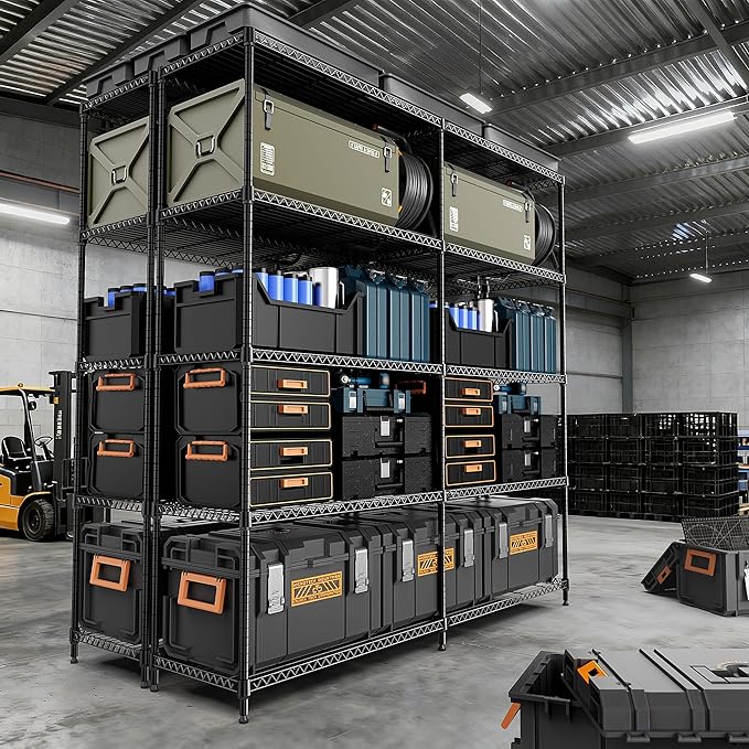 M MZG 5 Tiers Storage Shelves Load 1500LBS, Metal Shelving Wire Metal Shelving - Image 2