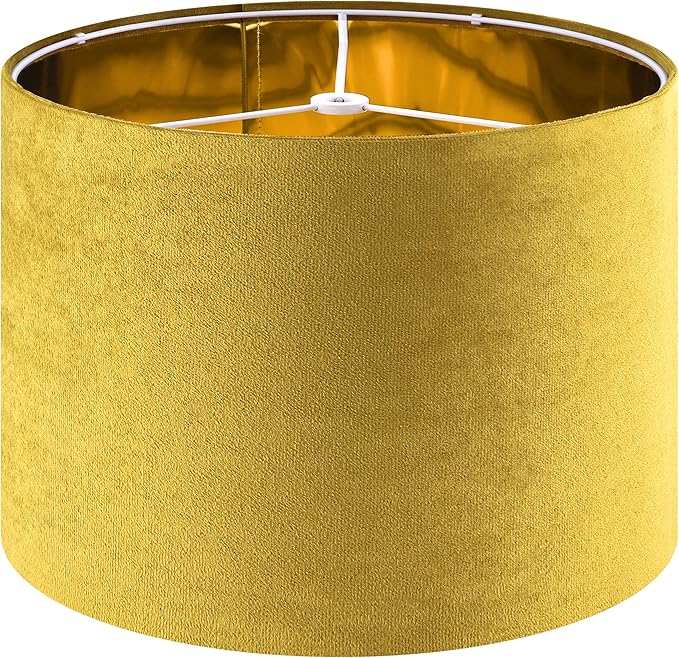 Yellow Velvet Drum Lamp Shade Medium Lampshade 13``Top×13``Bottom×10``High by GOSO