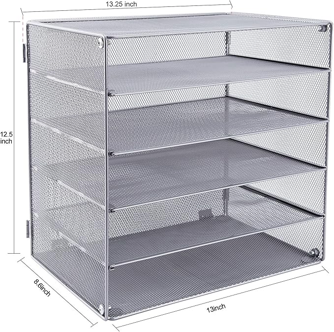 EASEPRES 5 Slot Mesh Desk Organizer Tray, File Paper Letter Folder Holder - Image 4