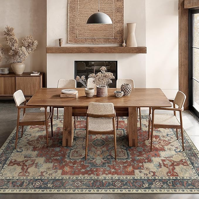 GENIMO 8x10 Area Rugs for Living Room, Machine Washable Non Slip Vintage Rugs - Image 3