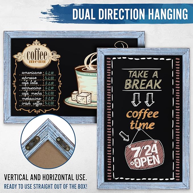 HBCY Creations Rustic Blue Wooden Magnetic Wall Chalkboard, Extra Large Size - Image 3