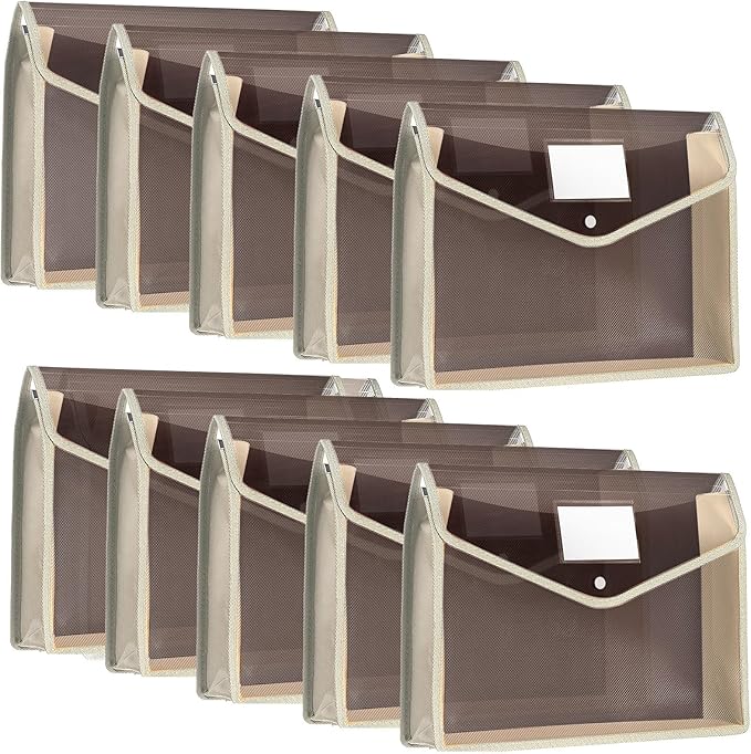 10 Pieces Plastic File Folders Envelope Expanding File Wallet Organizer by Epakh
