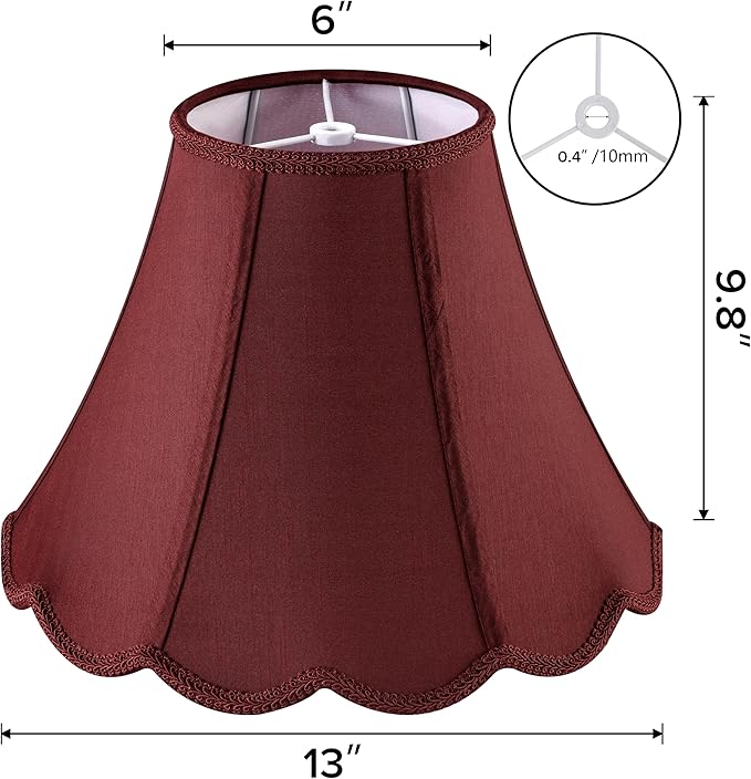 GOSO Set of 1 Elegant Leaf Scalloped Lamp Shade Burgundy, 6×13×9.8 Inch Spider - Image 2