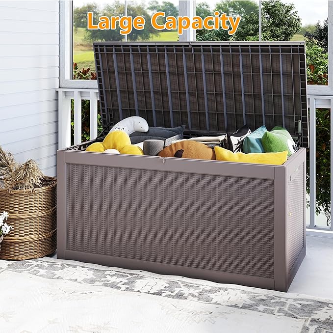 Yardgrace 320 Gallon Outdoor Storage Box Waterproof, Resin Deck Boxes - Image 5