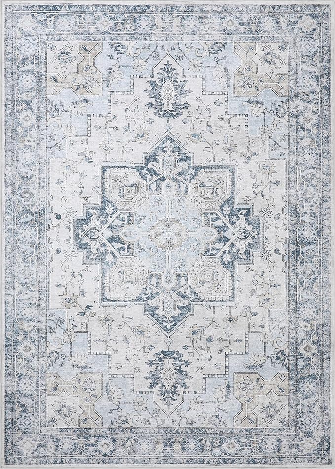 GENIMO 7'6''x9'6'' Area Rugs for Living Room, Machine Washable Non Slip Vintage - Image 7