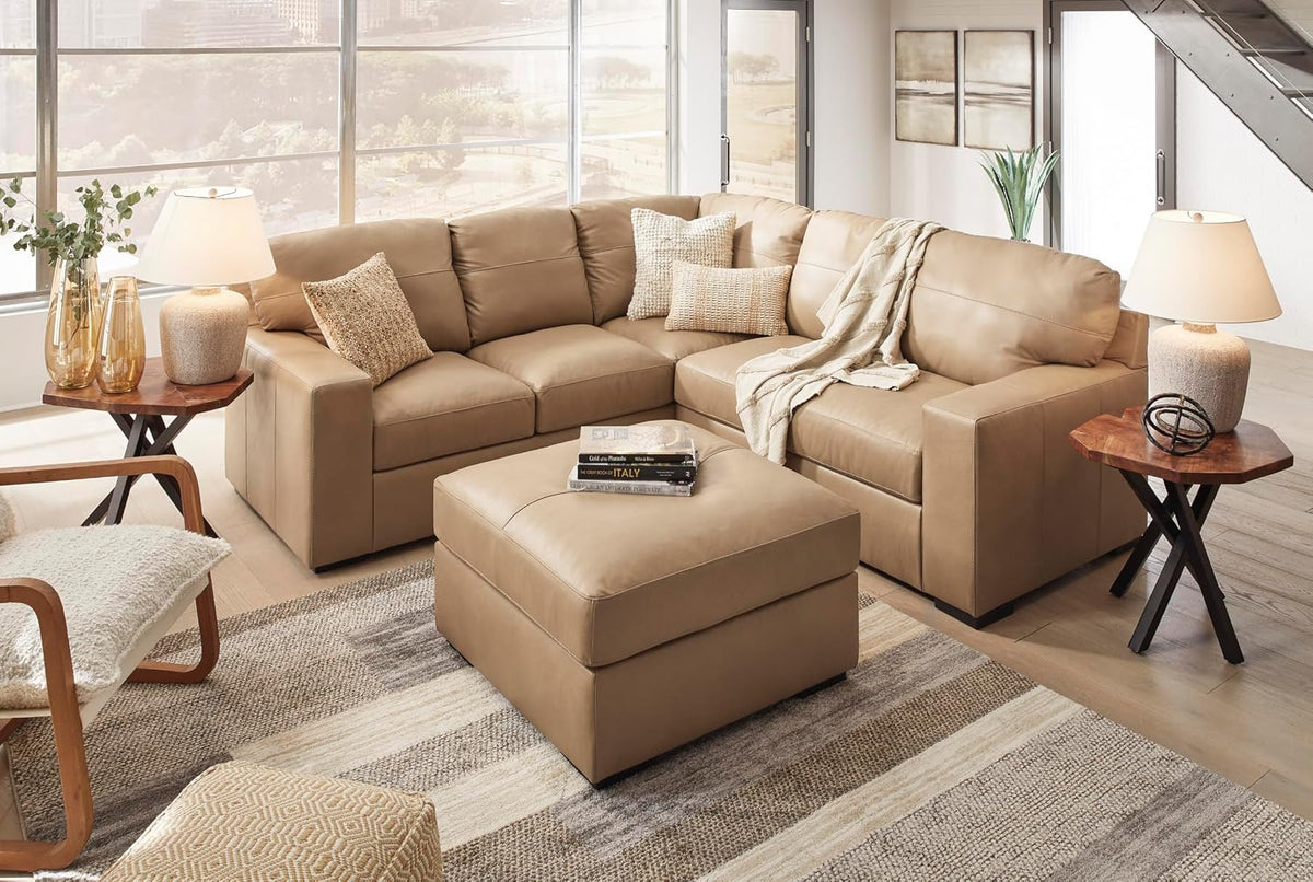 Signature Design by Ashley Bandon Oversized Accent Ottoman, Square Top Grain ...