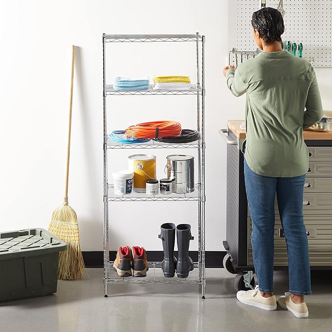 Amazon Basics 5-Shelf Adjustable, Storage Shelving Unit, Steel Organizer Wire - Image 2