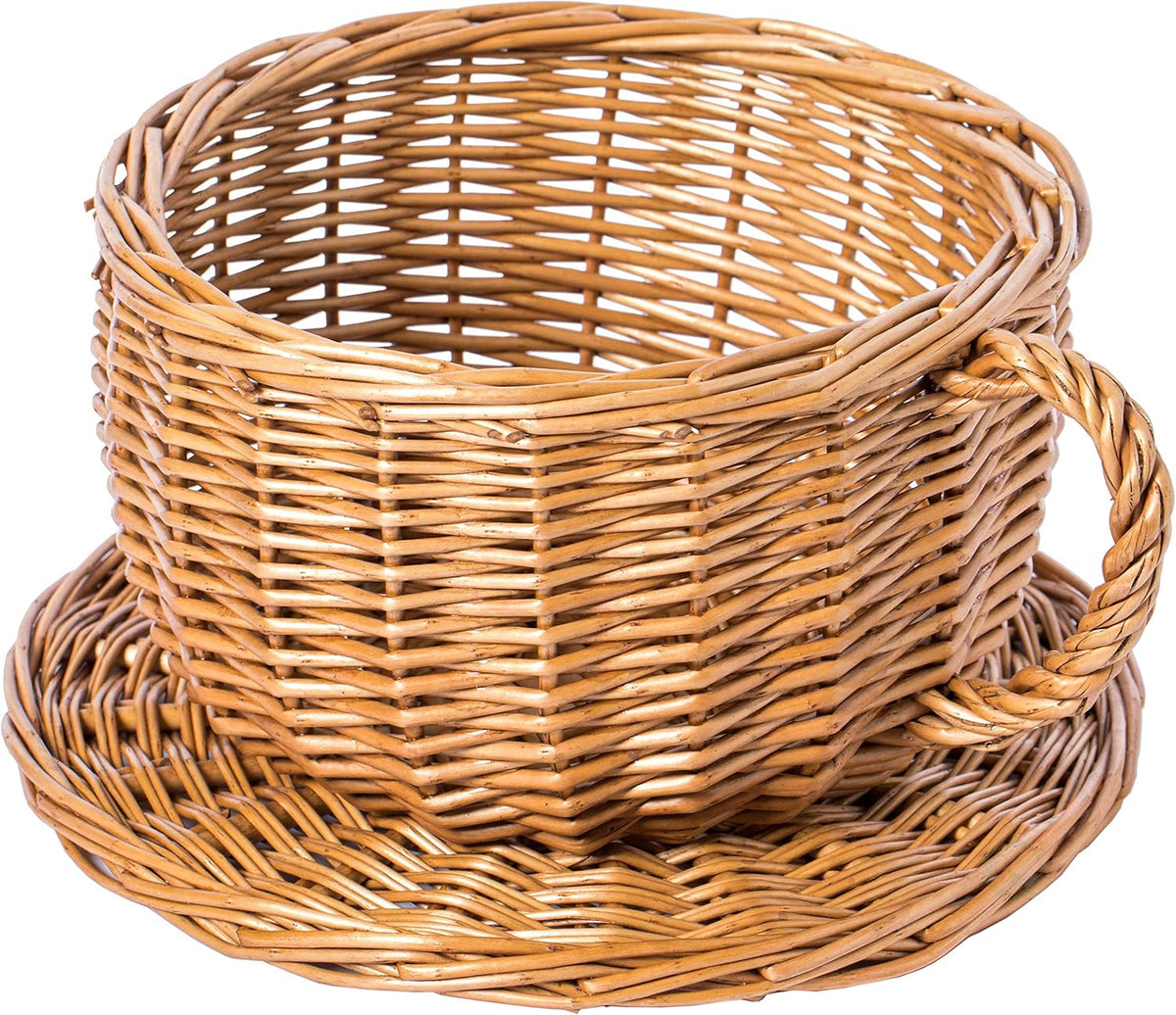Wicker Saucer Coffee Mug Cup Decorative Gift Basket Desk Organizer