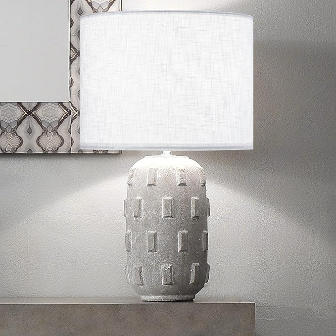 GO&SO White Textured Drum lampshade Medium Lamp Shade 13" Top x 13" Bottom x - Image 7