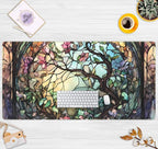 Stained Glass Tree Desk Mat Cartoon Tree Gaming Mouse Pad Large XXL Extended - Image 2
