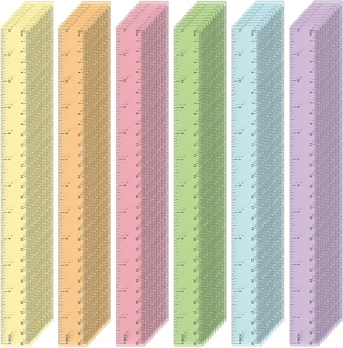 ForraFun 120 Pcs 12 Inch Plastic Ruler Bulk Colorful Transparent Ruler by Unknown
