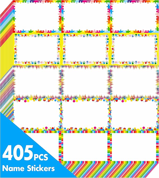 405 PCS Adorable Name Tag Stickers, 5 Color Designs by Stickyourhappymoment