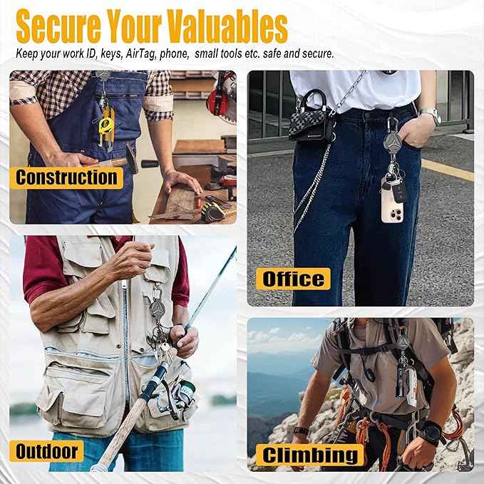 KAHETA Retractable Keychain Heavy Duty Carabiner Badge Holder Clip - Image 7