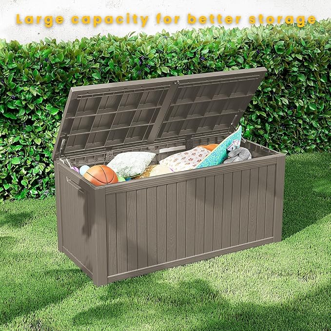 PATIOEASY 200GAL Deck Box -Grey，Waterproof Outdoor Storage Binfor Patio - Image 8
