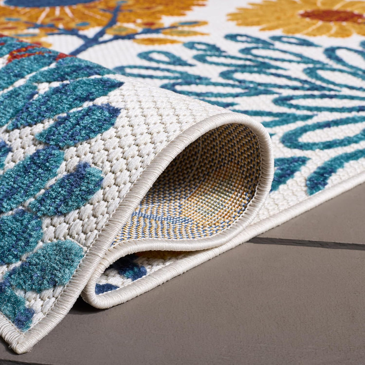 safavieh cabana outdoor runner rug 2'x6', modern cream, front angle view